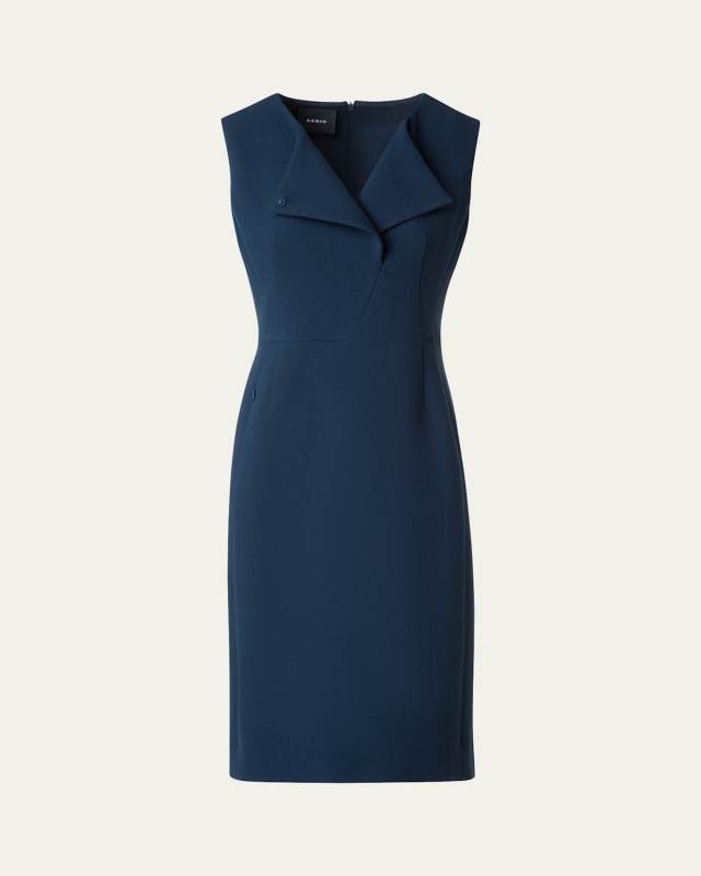 Double-Face Wool Crepe Sheath Dress
